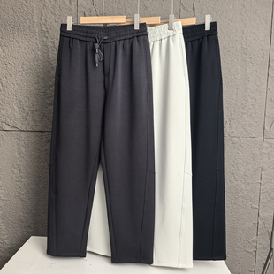 轻柔空气棉！设计师款 秋季男士纯色松紧腰百搭直筒运动休闲长裤