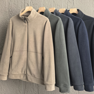 加厚摇粒绒！秋冬男士立领加绒保暖舒适外套时尚百搭纯色上衣外套