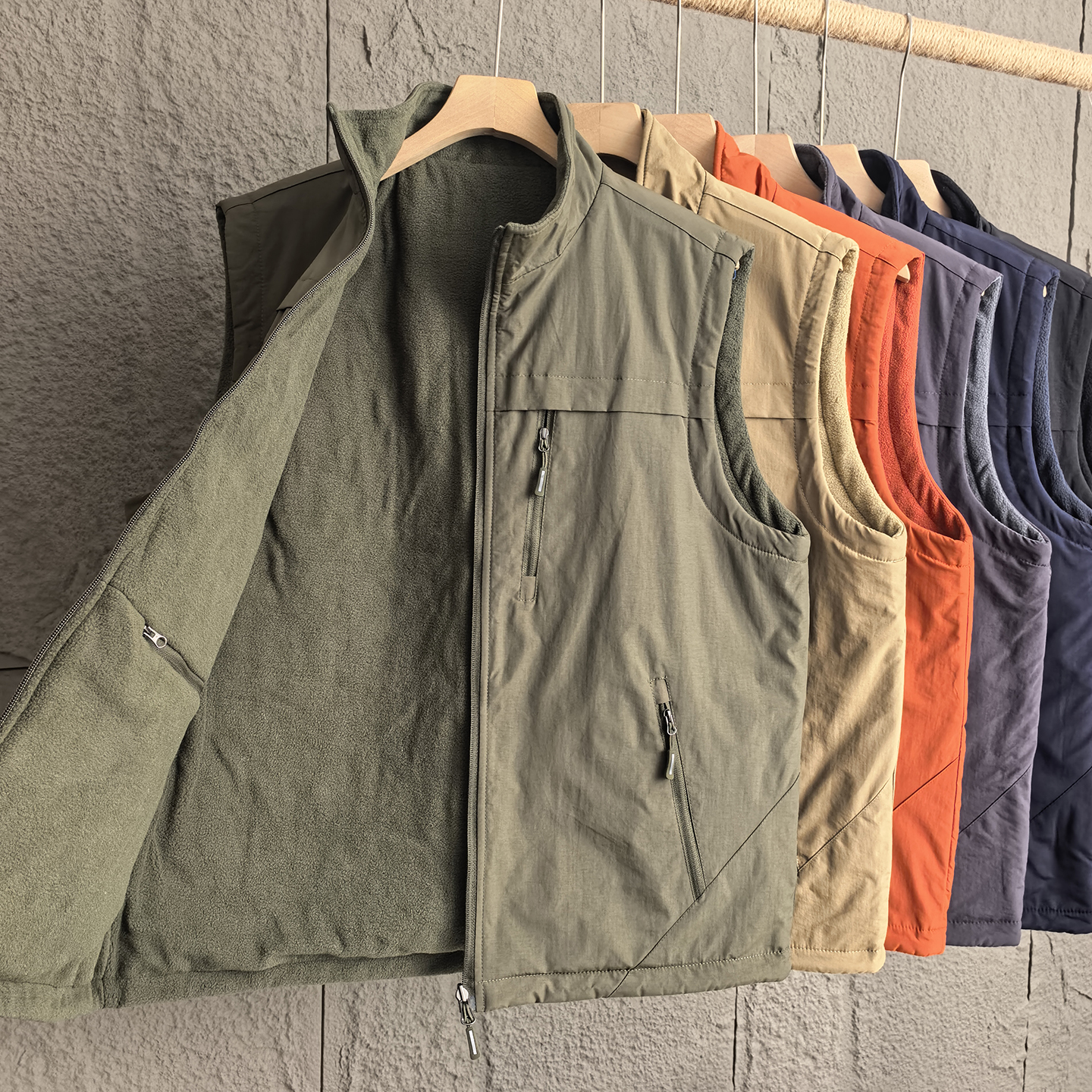 双面穿秋冬加绒防风男士马甲