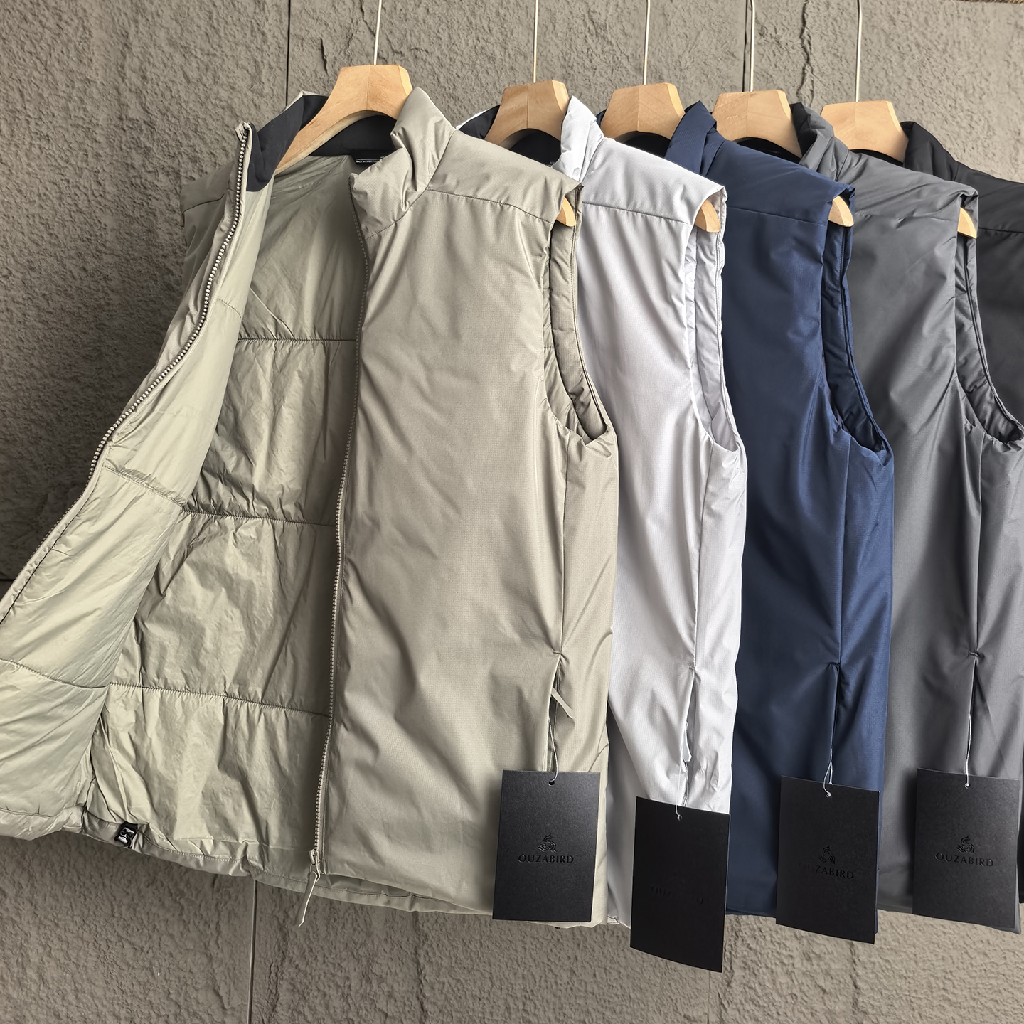 外贸男装冬季户外防风立领棉马甲