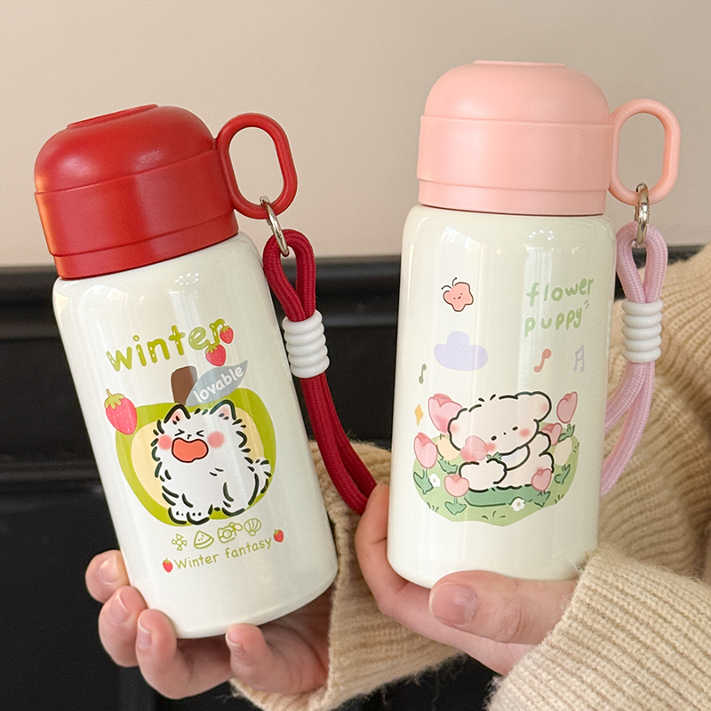 三饮保温杯女生高颜值2025新款吸管杯学生上学专用咖啡杯便捷水杯