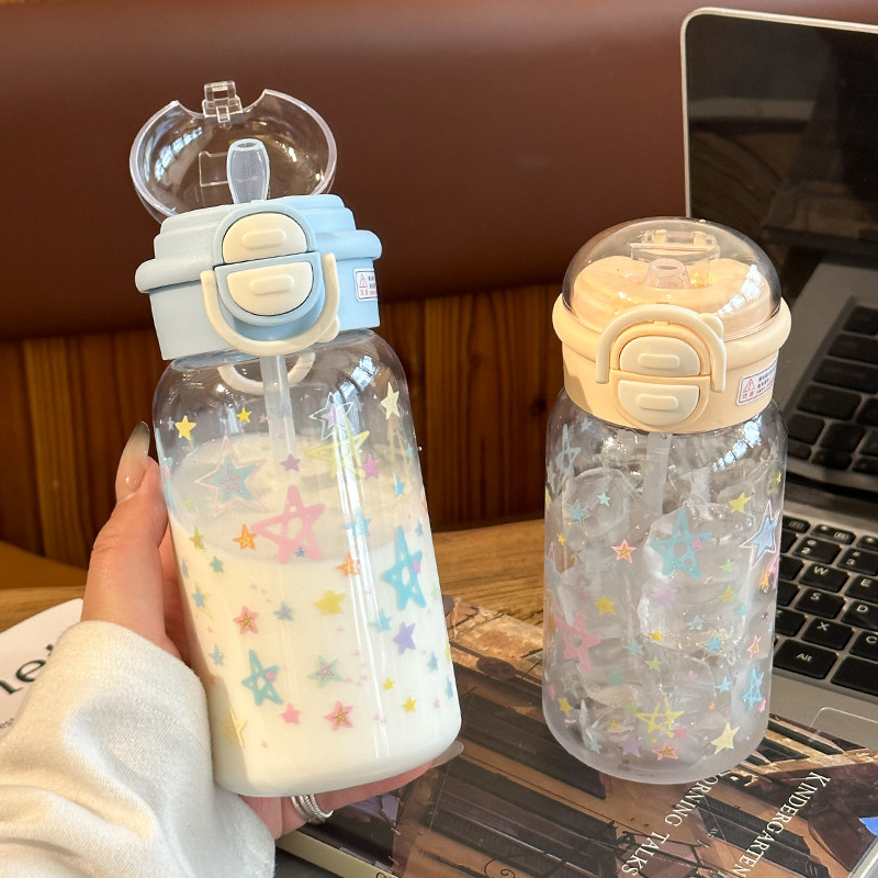 水杯女生高颜值新款2025夏日吸管杯大容量学生上学专用儿童茶杯子