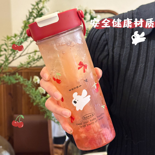 水杯女新款2025高颜值夏季吸管杯学生上学专用可爱大容量泡茶杯子