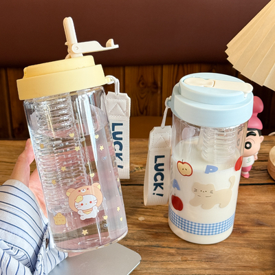 水杯女新款2025高颜值吸管杯夏日大容量学生上学专用儿童泡茶杯