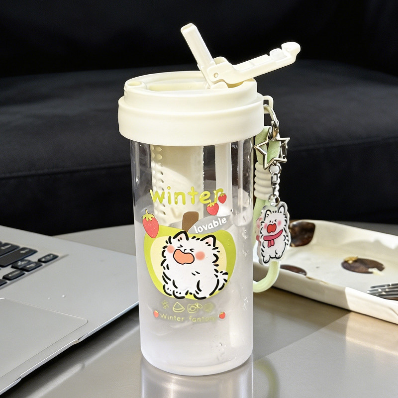 水杯夏日女生高颜值吸管杯学生上学专用大容量吸管杯便捷泡茶杯子