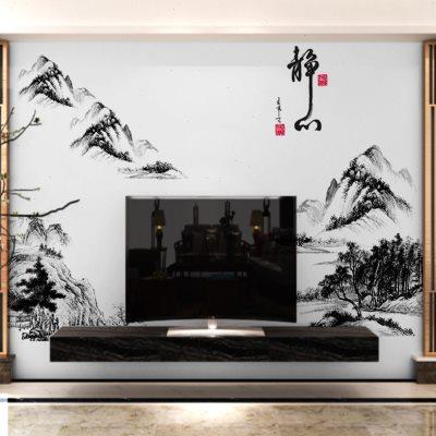 艺术漆丝网印花模具硅藻泥电视背景墙图案定制客厅玄关荷花鱼墙艺