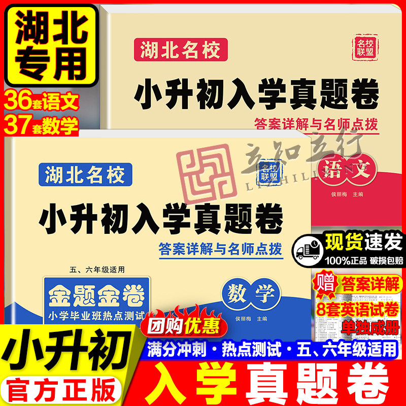 湖北名校小升初入学真题卷语文数学全套2册小学升学考试试卷六年级毕业考试初一入学分班必刷题武汉元调名校小升初真题期末必刷卷