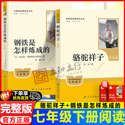 骆驼祥子和钢铁是怎样炼成升级版七年级下册人民教育出版社完整版名著阅读附阅读笔记+实战训练一本全语文教材配套阅读
