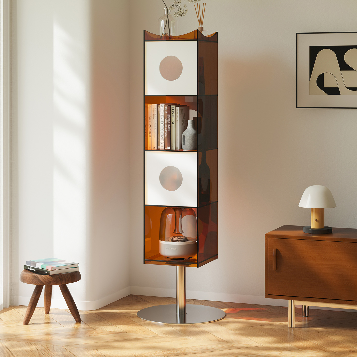 现代简约透明亚克力书柜多层收纳展示柜创意可旋转杂志书架置物架