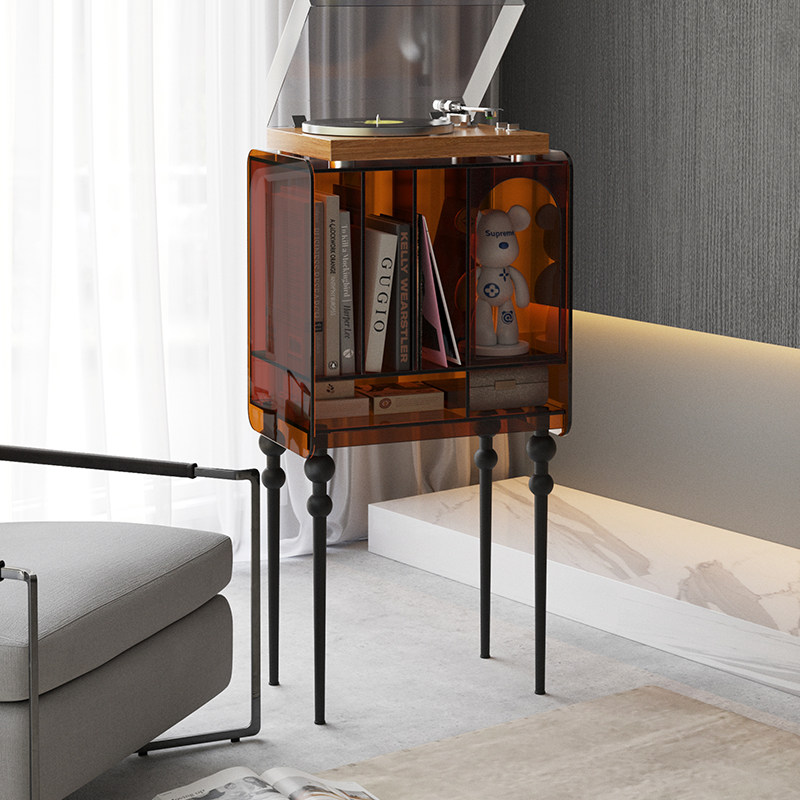 轻奢亚克力杂志柜沙发边柜唱片柜