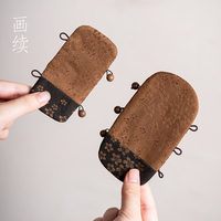 畫續(xù)國(guó)風(fēng)壺把防燙套提梁壺柄加厚隔熱布套復(fù)古香云紗禪意拼色布?jí)|