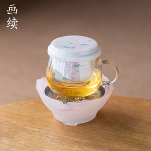画续琉璃花影粉色温茶炉煮茶炉温茶器茶室茶桌茶道煮茶器耐热家用