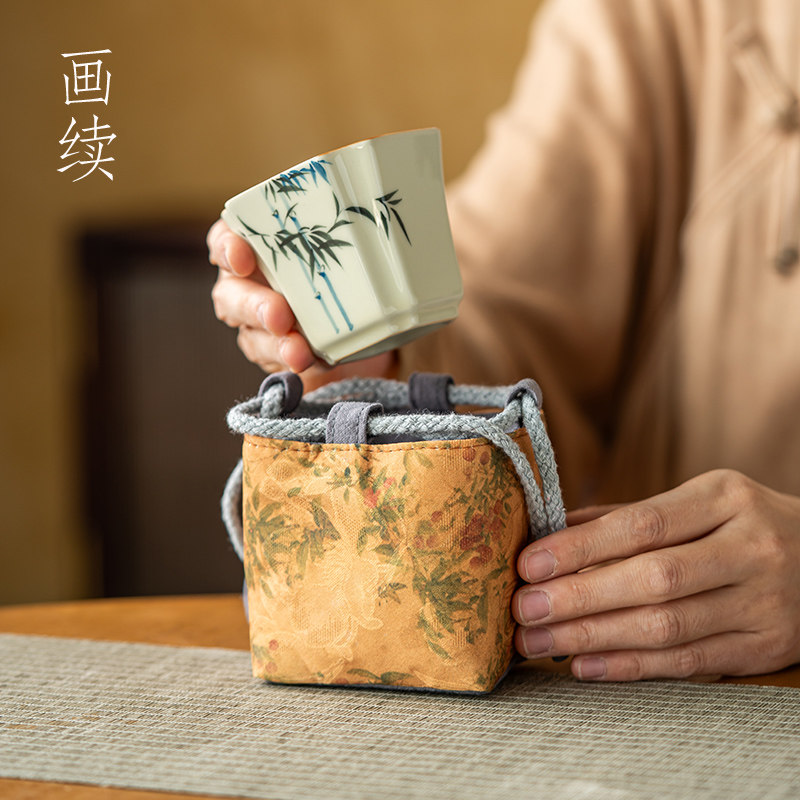 画续荔枝随身小茶杯套袋子布袋手提袋主人杯收纳袋旅行户外便携包,餐饮具,茶道/零配,淘宝优惠券,粉丝福利购,淘宝优惠卷