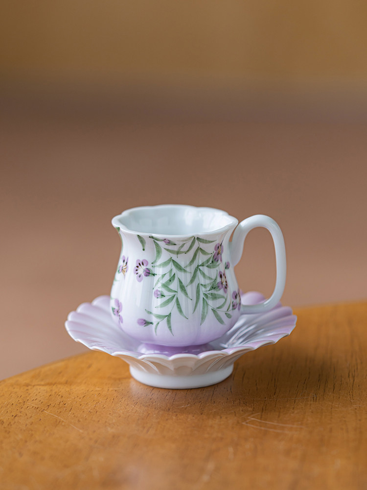 画续白瓷手绘凌霄花耳把花苞杯茶杯陶瓷主人杯新款高档侧把杯子女,餐饮具,茶杯,淘宝优惠券,粉丝福利购,淘宝优惠卷