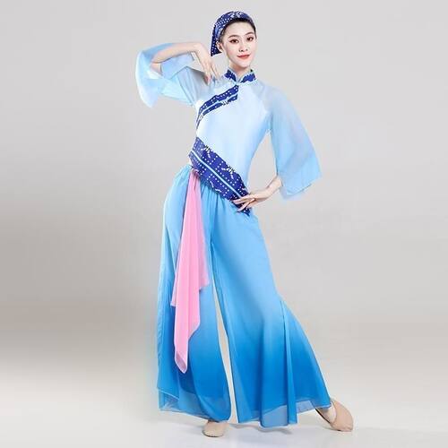 2024春晚采茶舞曲伴舞演出服新款采茶舞服装广场舞套装民族舞蹈服