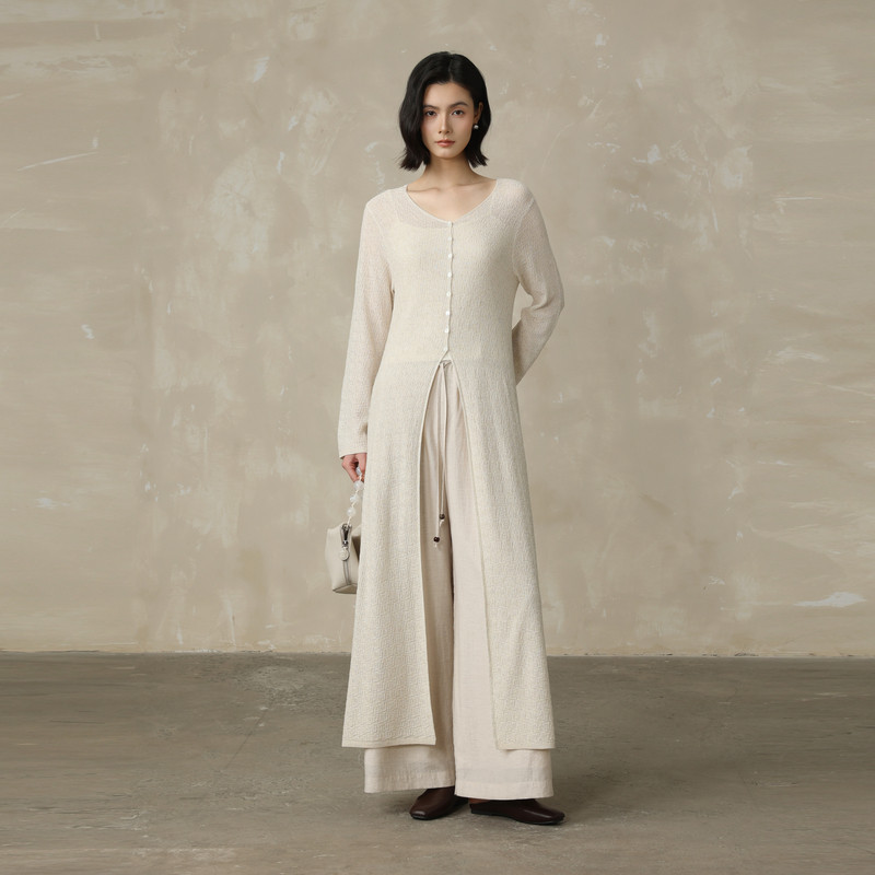 AIRIQI商场同款26夏新款长款纯色罩衫洋气针织开衫外套AH62KS137