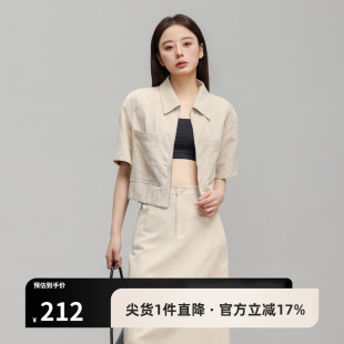 外套女AY42WT211 AIRIQI夏季 新款 宽松直筒落肩休闲工装 风翻领短袖