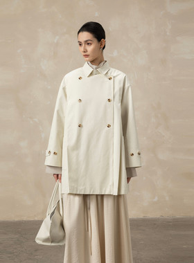 黑标BAIZHUO商场同款26春新款经典廓形双排扣中长款风衣AZ61FY136