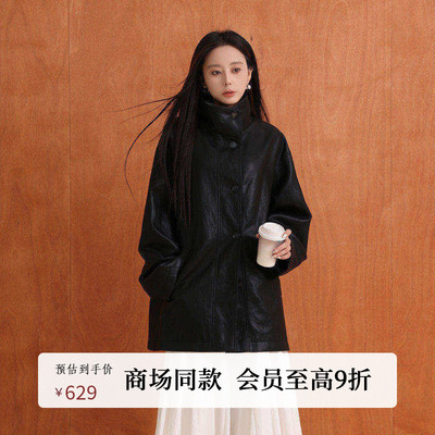 AIRIQI25秋新款休闲PU夹克外套