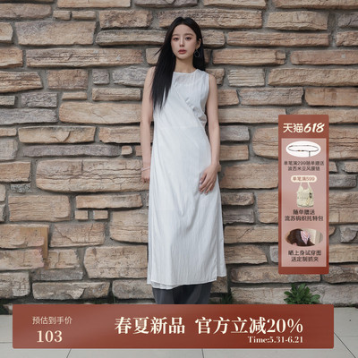 AIRIQI夏季新款圆领无袖连衣裙