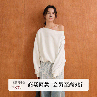 斜肩小众宽松长袖 美式 针织卫衣AX53WY188 25秋新款 AIRIQI商场同款