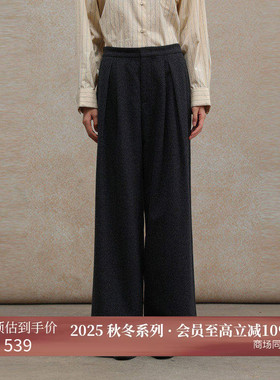 黑标BAIZHUO商场同款25冬新款经典休闲百搭直筒阔腿长裤AZ54CK368