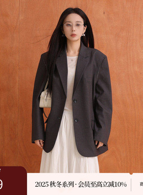 AIRIQI商场同款25秋新款小翻领简约宽松廓形西装外套女AY53XZ223
