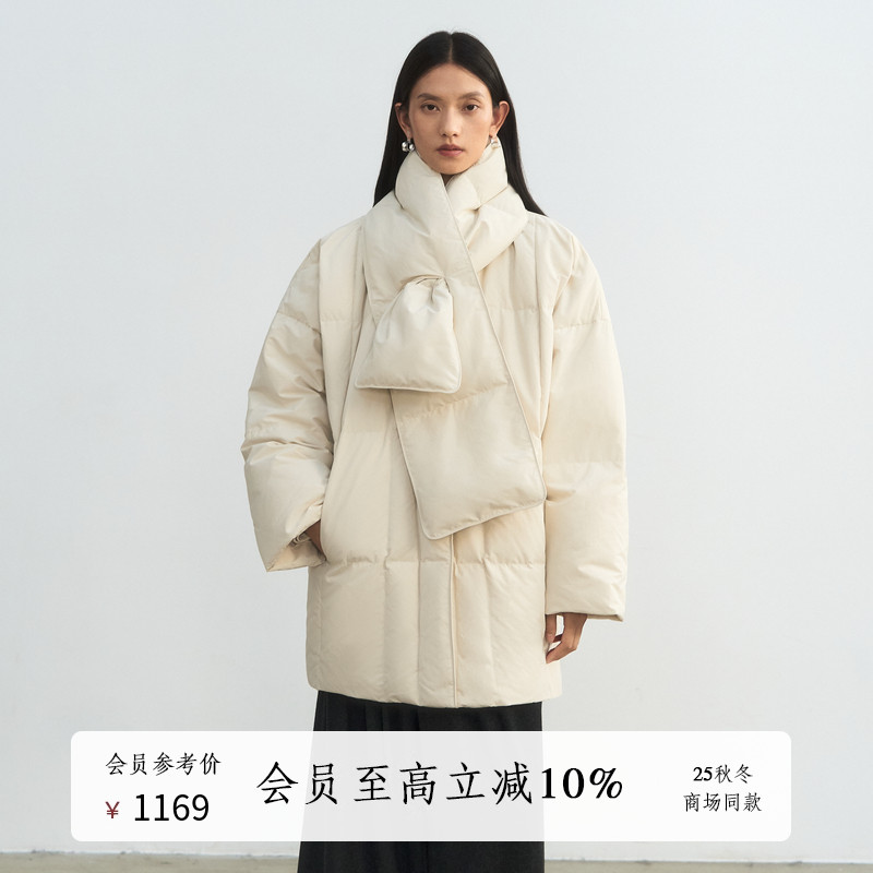 AIRIQI25冬新款可拆卸围巾羽绒服