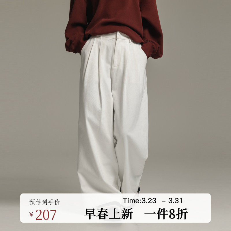 AIRIQI春季新款垂感复古松弛感直筒廓形立体裁剪休闲裤AX44