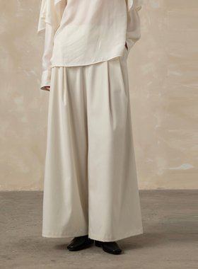 黑标BAIZHUO商场同款26春新款休闲通勤简约打褶阔腿长裤AZ61CK005