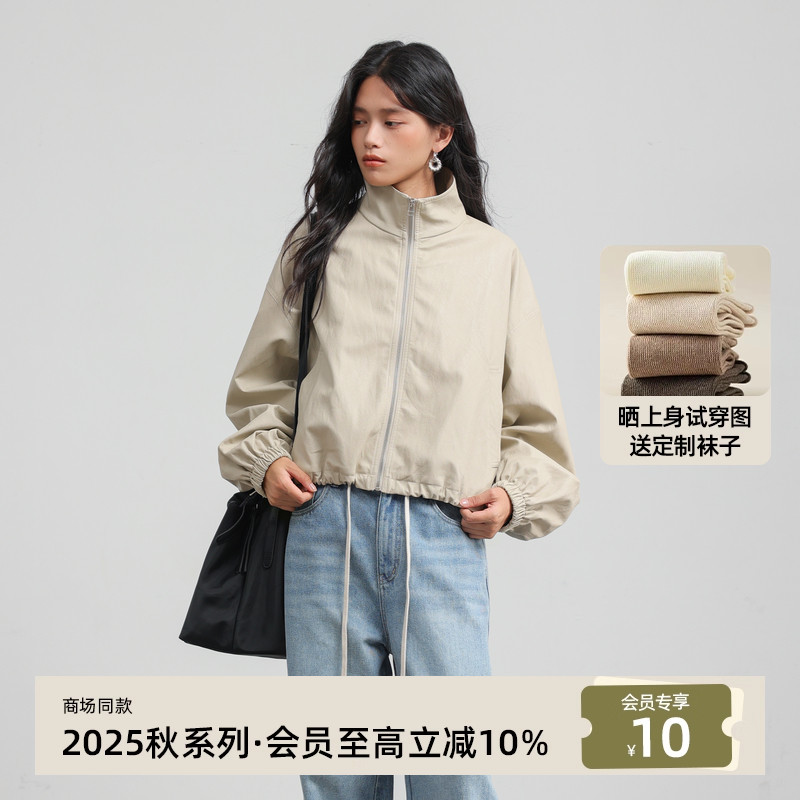 AIRIQI25秋新款立领PU夹克外套