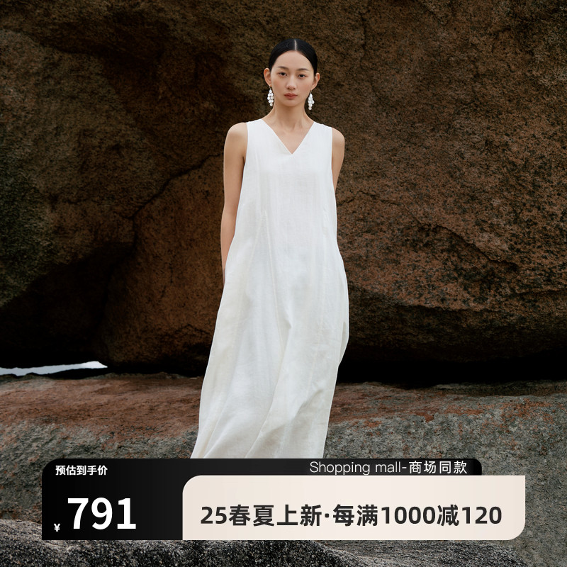 AIRIQI25夏新款亚麻背心连衣裙