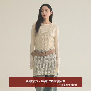 AIRIQI商场同款 钩花镂空叠穿设计感针织连衣裙AX53LQ048 25秋新款