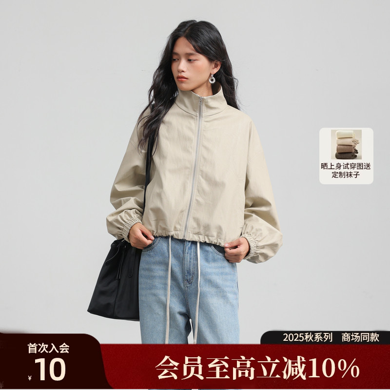 AIRIQI25秋新款立领PU夹克外套