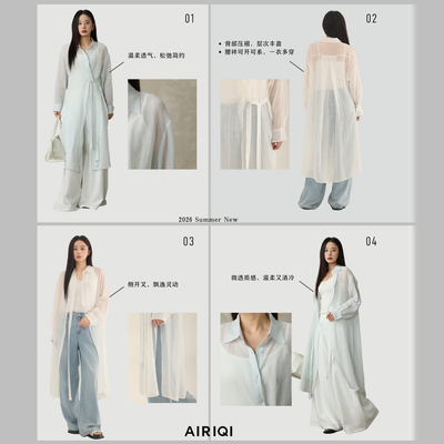 AIRIQI夏季新款廓形透感长罩衫