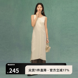 黑标BAIZHUO夏季 针织连衣裙AZ42LQ737 新款 极简百搭松弛感U领无袖