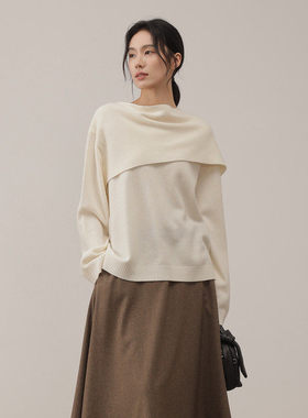 黑标BAIZHUO商场同款25冬新款老钱风设计感披肩针织衫AZ54MS454