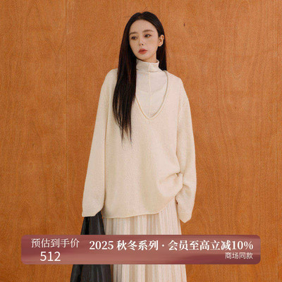 AIRIQI25冬新款优雅低领针织衫