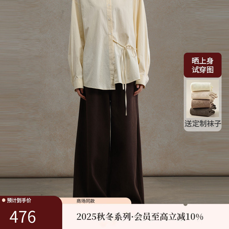 AIRIQI25冬新款阔腿高腰牛仔裤