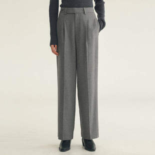 休闲裤 休闲通勤百搭直筒褶皱羊毛西装 女AH44CK306 新款 AIRIQI冬季
