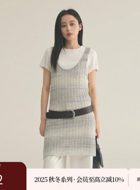 AIRIQI商场同款25秋新款时尚撞色条纹针织吊带连衣裙女AX53LQ340