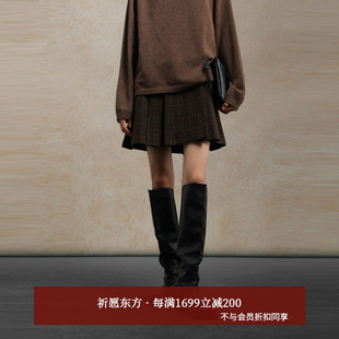 半身裙AH54BQ295 A字复古格纹羊毛混纺短款 AIRIQI商场同款 25冬新款