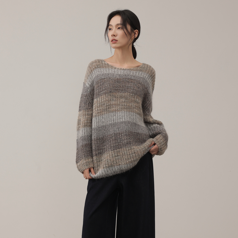 AIRIQI25冬新款条纹羊毛针织衫