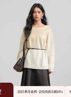 AIRIQI商场同款25冬新款呼吸感慵懒渐变全羊毛针织衫女AX54MS153