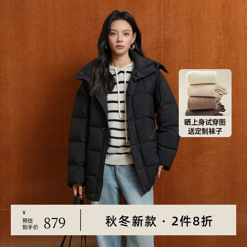 AIRIQI冬季新款连帽短款羽绒服