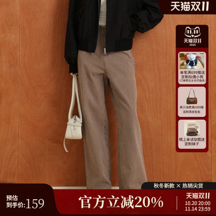 全棉牛仔长裤 休闲复古宽松直筒阔腿长款 AI41NC091 新款 AIRIQI秋季