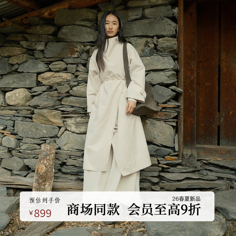 AIRIQI商场同款26春新款休闲松弛感大翻领中长款风衣女AH6