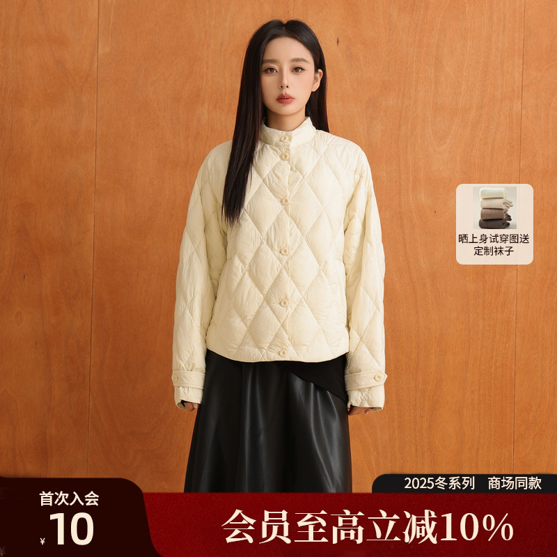 AIRIQI25冬新款菱形格羽绒服
