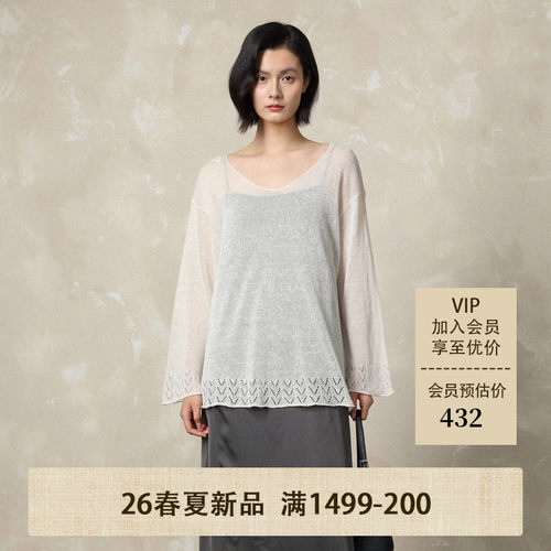AIRIQI26夏新款廓形亚麻针织衫