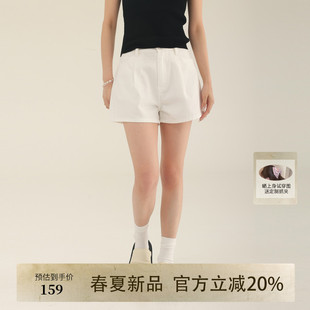 AIRIQI夏季新款休闲百搭立体收褶直筒高腰阔腿牛仔短裤AI52CK396